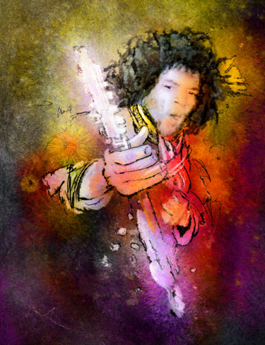 Pittura intitolato "Jimi Hendrix 01" da Miki De Goodaboom, Opera d'arte originale, Olio