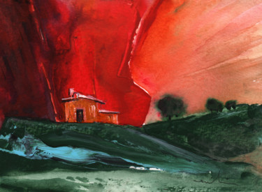 Painting titled "Sunset 11" by Miki De Goodaboom, Original Artwork, Gouache