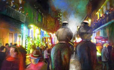 Painting titled "New Orleans Nights…" by Miki De Goodaboom, Original Artwork, Oil