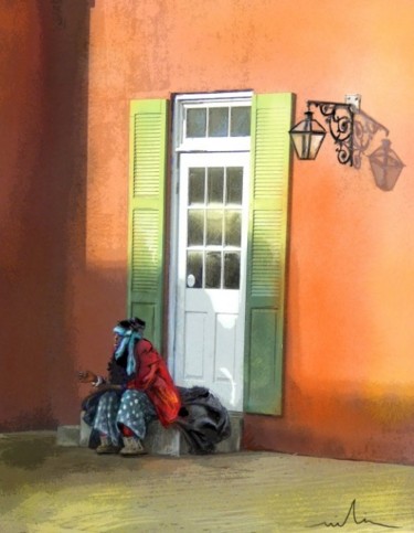 Schilderij getiteld "Street Life in Memp…" door Miki De Goodaboom, Origineel Kunstwerk, Olie