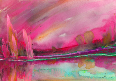 Malerei mit dem Titel "Sunset 20" von Miki De Goodaboom, Original-Kunstwerk, Aquarell