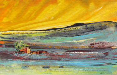 Pintura intitulada "Sunset 22" por Miki De Goodaboom, Obras de arte originais, Guache