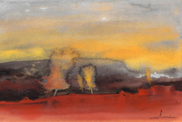 Malerei mit dem Titel "Sunset 23" von Miki De Goodaboom, Original-Kunstwerk, Gouache