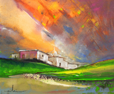 Painting titled "Sunset 25" by Miki De Goodaboom, Original Artwork, Gouache