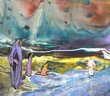 Peinture intitulée "Jesus walking on Th…" par Miki De Goodaboom, Œuvre d'art originale, Huile