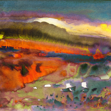 Painting titled "Sunset 29" by Miki De Goodaboom, Original Artwork, Watercolor