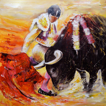 Painting titled "2011 Toro Acrylics…" by Miki De Goodaboom, Original Artwork, Oil