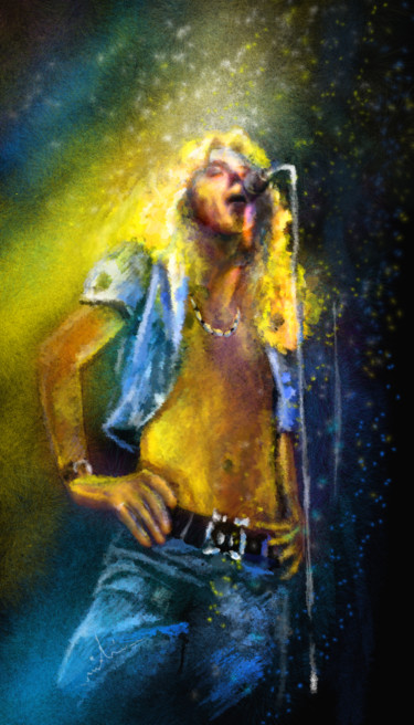 Pittura intitolato "Robert Plant 01" da Miki De Goodaboom, Opera d'arte originale, Olio