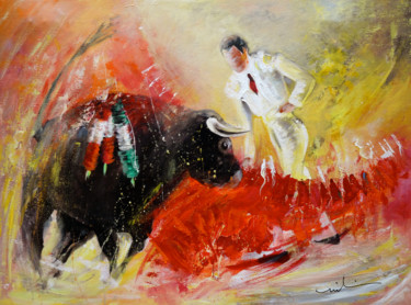 Peinture intitulée "The Red Barrier" par Miki De Goodaboom, Œuvre d'art originale, Huile