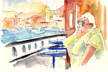 Malerei mit dem Titel "Rapallo 01" von Miki De Goodaboom, Original-Kunstwerk, Aquarell