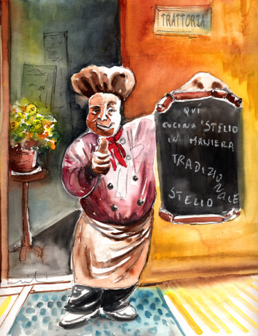 Schilderij getiteld "Welcome to Italy 02" door Miki De Goodaboom, Origineel Kunstwerk, Aquarel