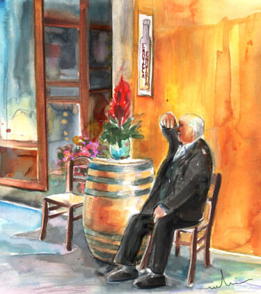 Painting titled "Old and Lonely in I…" by Miki De Goodaboom, Original Artwork, Watercolor