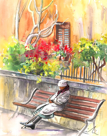 Painting titled "Old and Lonely in I…" by Miki De Goodaboom, Original Artwork, Watercolor