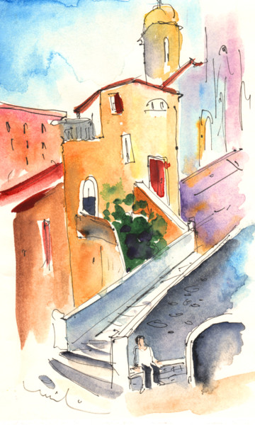 Painting titled "Camogli 01" by Miki De Goodaboom, Original Artwork, Watercolor