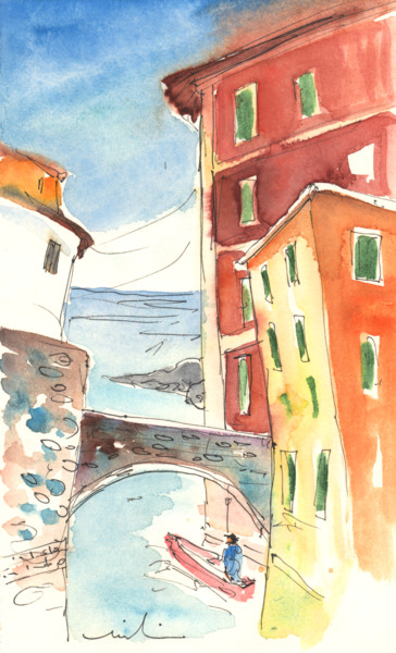 Painting titled "Camogli 04" by Miki De Goodaboom, Original Artwork, Watercolor