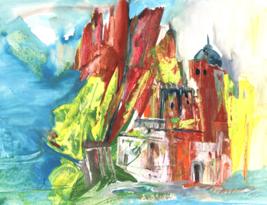 Pintura intitulada "Cinque Terre 02" por Miki De Goodaboom, Obras de arte originais, Guache