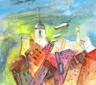 Pittura intitolato "Cinque Terre 03" da Miki De Goodaboom, Opera d'arte originale, Acquarello