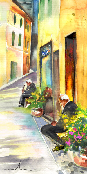 Painting titled "Old and Lonely in I…" by Miki De Goodaboom, Original Artwork, Watercolor