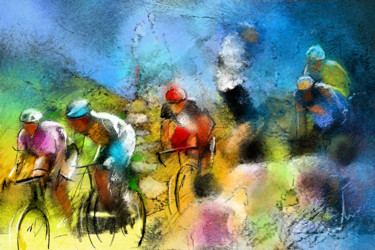 Painting titled "Le Tour de France 01" by Miki De Goodaboom, Original Artwork, Oil