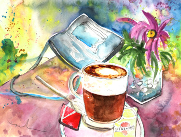Картина под названием "Latte Macchiato in…" - Miki De Goodaboom, Подлинное произведение искусства, Акварель