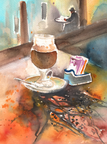 Painting titled "Latte Macchiato in…" by Miki De Goodaboom, Original Artwork, Watercolor