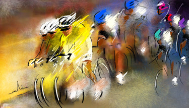 Painting titled "Le Tour de France 05" by Miki De Goodaboom, Original Artwork, Oil
