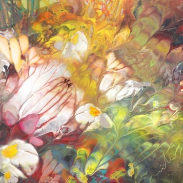 Painting titled "Wild Flowers 03" by Miki De Goodaboom, Original Artwork, Oil