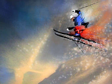 Peinture intitulée "Ski Jumping 03" par Miki De Goodaboom, Œuvre d'art originale, Gouache