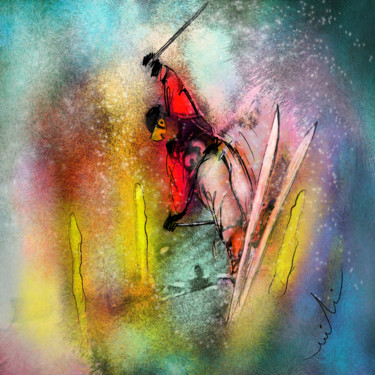 Ski Jumping 02 Painting titled "Ski Jumping 02" by Miki De Goodaboom, Original Artwork, Acrylic