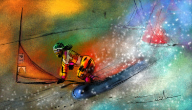 Painting titled "Snowboarding 02" by Miki De Goodaboom, Original Artwork, Acrylic