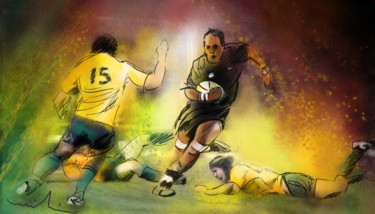 Painting titled "Rugby 01" by Miki De Goodaboom, Original Artwork, Acrylic