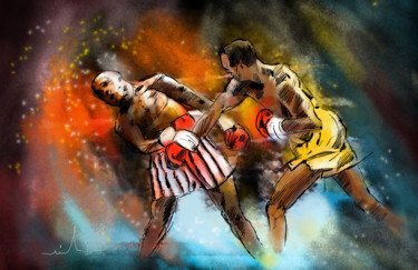 Painting titled "Boxing 01" by Miki De Goodaboom, Original Artwork, Acrylic