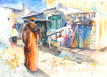 Pintura intitulada "Street Scene in Mor…" por Miki De Goodaboom, Obras de arte originais, Óleo