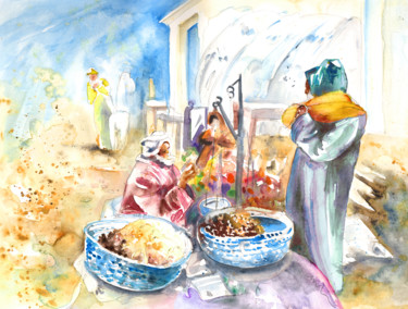 Painting titled "Moroccan Market 03" by Miki De Goodaboom, Original Artwork, Oil