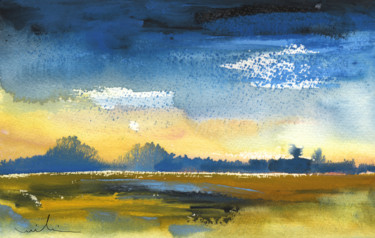 Painting titled "Sunset 31" by Miki De Goodaboom, Original Artwork, Watercolor