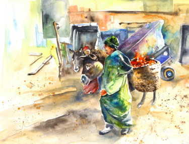 Pittura intitolato "Moroccan Market 04" da Miki De Goodaboom, Opera d'arte originale, Olio