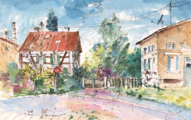 Malerei mit dem Titel "Houses in Soufflenh…" von Miki De Goodaboom, Original-Kunstwerk, Öl