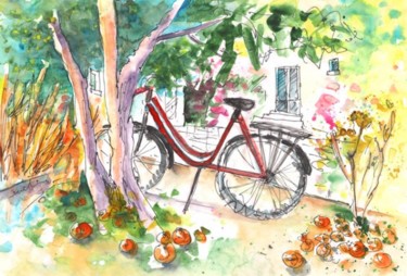 Painting titled "Cycling in Cyprus" by Miki De Goodaboom, Original Artwork, Oil