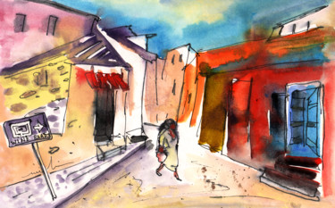 Painting titled "Wine Road in Archan…" by Miki De Goodaboom, Original Artwork, Watercolor