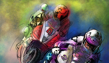 Pittura intitolato "Motorbike Racing 01" da Miki De Goodaboom, Opera d'arte originale, Acrilico