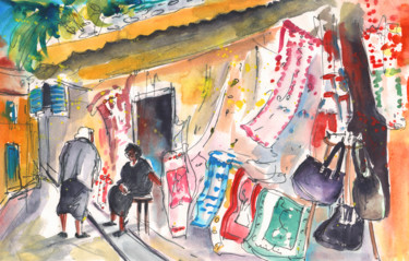 Painting titled "Shop in Kritsa" by Miki De Goodaboom, Original Artwork, Watercolor