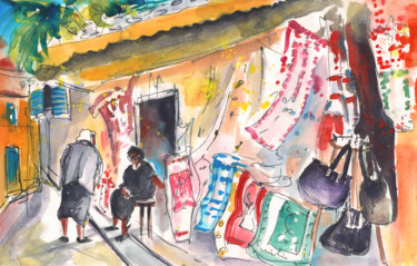 Pittura intitolato "Shop in Kritsa" da Miki De Goodaboom, Opera d'arte originale, Acquarello