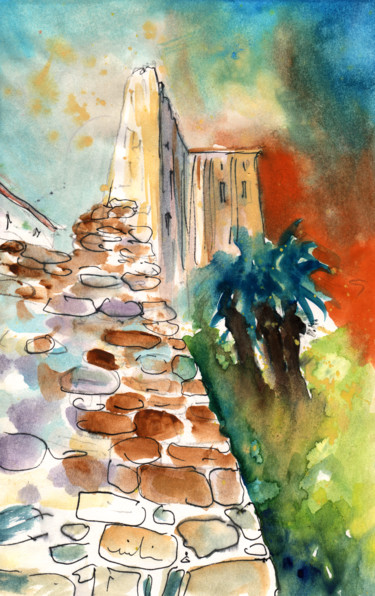 Painting titled "Chania Old Town" by Miki De Goodaboom, Original Artwork, Watercolor