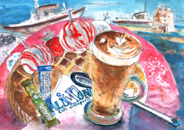 Painting titled "Coffee Break in Elo…" by Miki De Goodaboom, Original Artwork, Oil