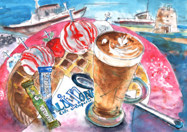 Pittura intitolato "Coffee Break in Elo…" da Miki De Goodaboom, Opera d'arte originale, Olio