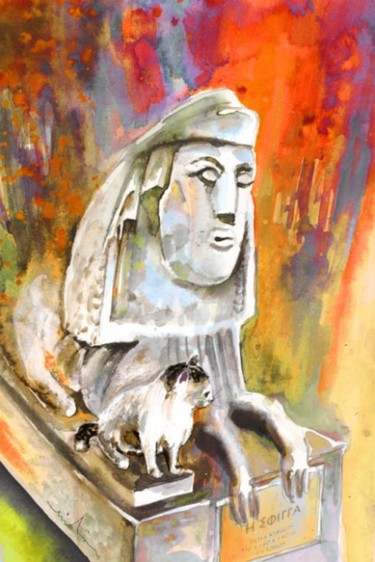 Peinture intitulée "The Sphinx of Petra…" par Miki De Goodaboom, Œuvre d'art originale, Huile