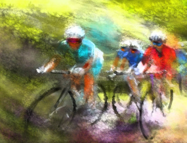 Le Tour de France 11 Peinture intitulée "Le Tour de France 11" par Miki De Goodaboom, Œuvre d'art originale, Huile