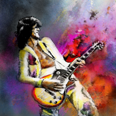 Painting titled "Jimmy Page 02" by Miki De Goodaboom, Original Artwork, Oil
