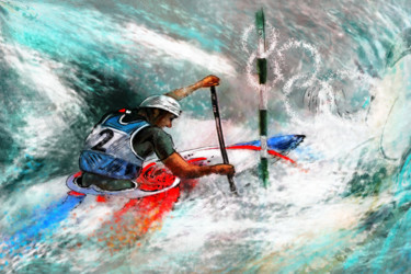 Painting titled "Olympics Slalom Can…" by Miki De Goodaboom, Original Artwork, Acrylic