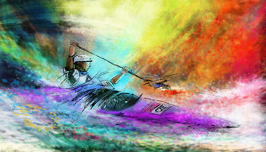Malerei mit dem Titel "Olympics Slalom Can…" von Miki De Goodaboom, Original-Kunstwerk, Acryl